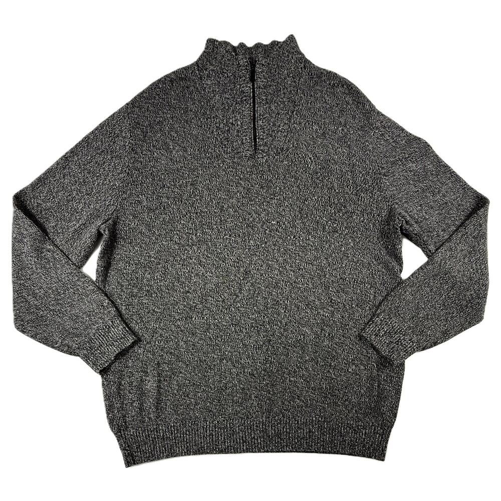 Calvin Klein Men's Sweater Gray XXL Knit Mock-Neck 1/2 Zip Pullover
